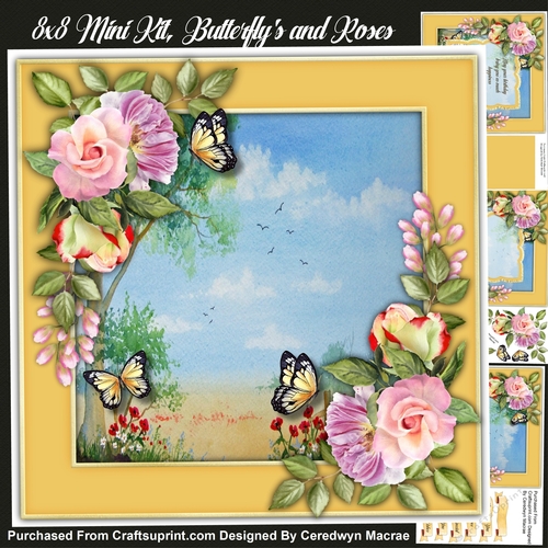 8x8 Mini Kit, Butterflys And Rose