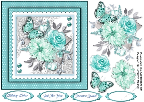 7x7 Beautiful Aqua Dreams on Lace 