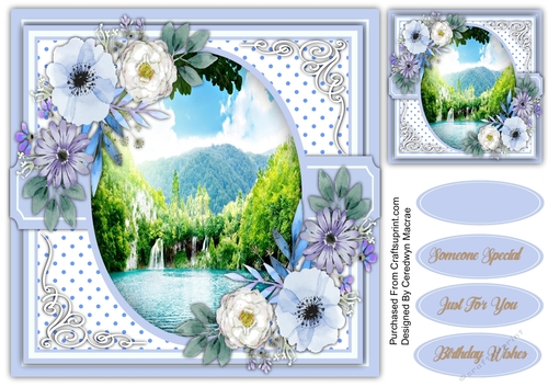 8x8 Waterfall and Flowers