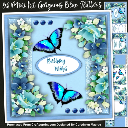 8x8 Mini Kit, Gorgeous Blue Flutters