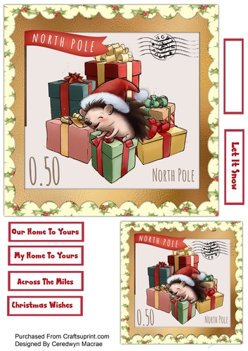 7x7 North Pole Hedgehog  Stamp