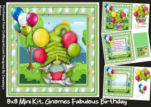 8x8 Mini Kit, Gnomes Fabulous Birthday
