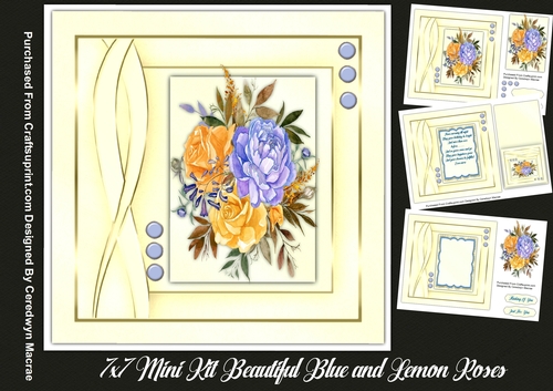 7x7 Mini Kit, Beautiful Blue and Lemon Roses