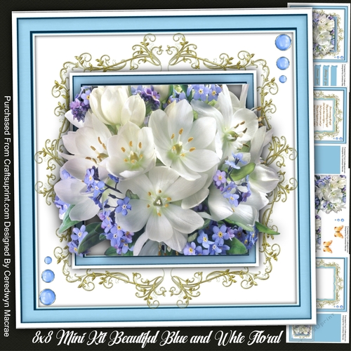 8x8 MininKit, Beautiful Blue and White Floral 