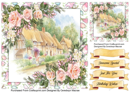 8x8 Beautiful Cottages and Roses 