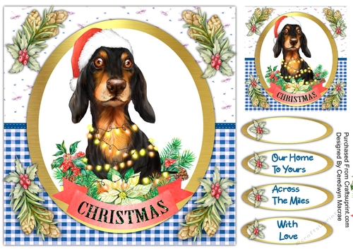 8x8 Beautiful Christmas Dachshund