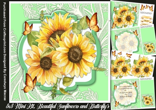 8x8 Mini Kit, Beautiful Sunflowers and Butterflys