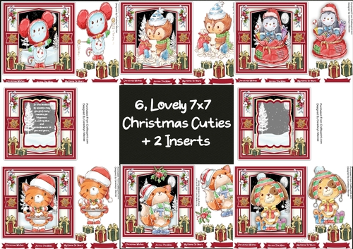 6, Lovely 7x7 Christmas Cuies + 2 Inserts 