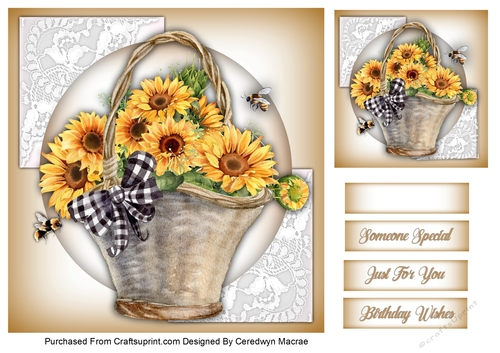 7.5x7.5 Beautiful Basket of Sunflower 