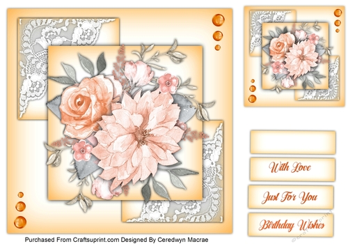 7.5x7.5 Beautiful Peach Floral 