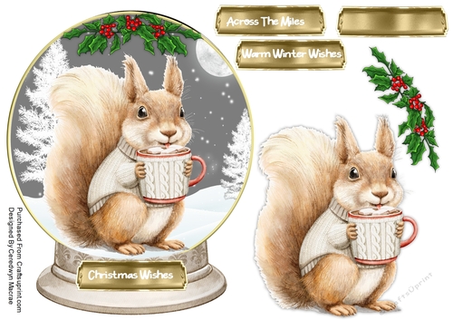 Lovely Snowglobe , Squirrils Marshmallow Cocoa 