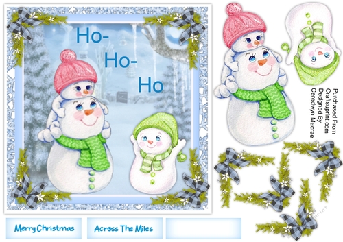 7x7 Happy Snowmen Playing 