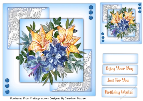 8x8 Beautiful Blue Florals