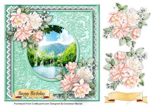 7x7 Beautiful Waterfalls and Roses