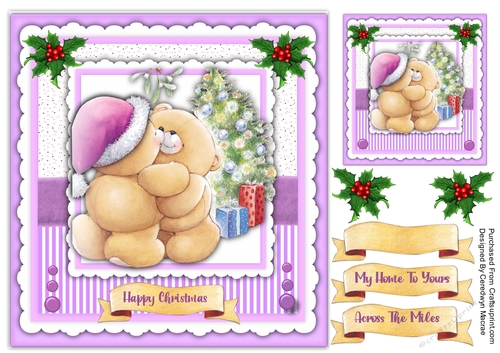 8x8 Teddies Christmas Cuddles , Lilac