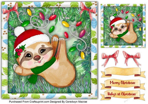  8x8 Baby Sloths 1st Christmas