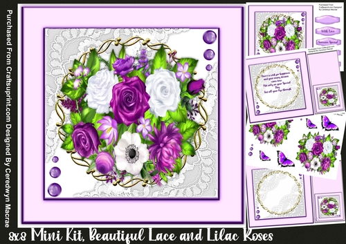 8x8 Mini Kit, Beautiful Lace and Lilac Roses