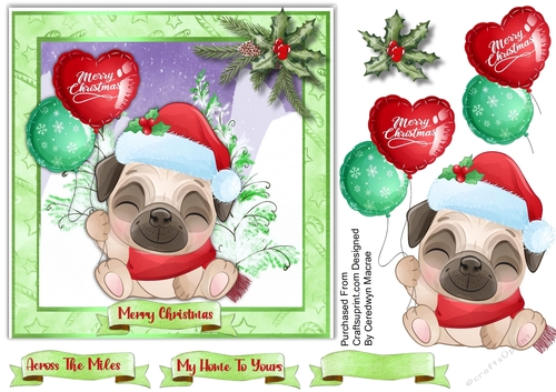 7x7 Pugs Merry Christmas