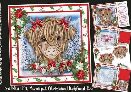 8x8 Mini Kit, Beautiful Christmas Highland Coo