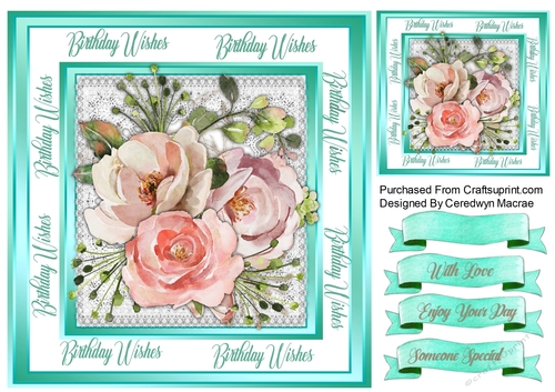 8x8 Aqua Birthday Wishes