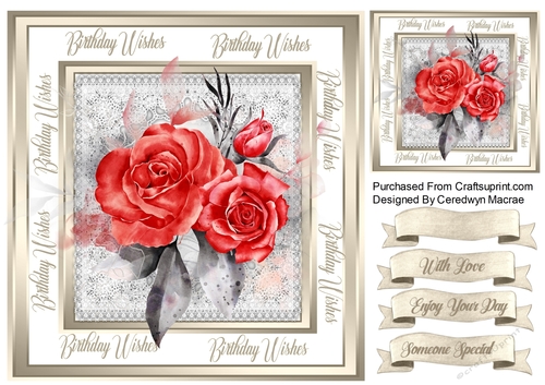 8x8 Beautiful Red Florals