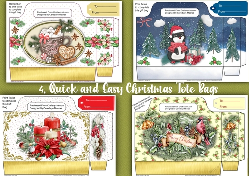 4, Quick and Easy Christmas Tote Bags