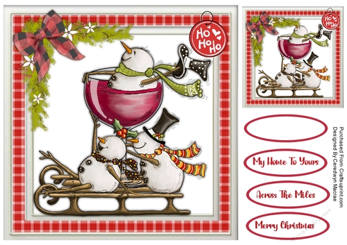 8x8  Wine Sledge Snowman