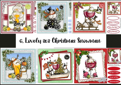 6, Lovely 8x8 Christmas Snowmen