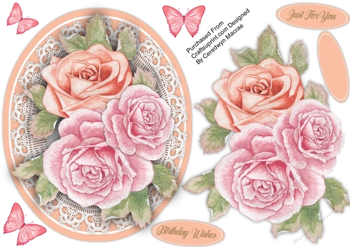 Beautiful English Roses on Lace