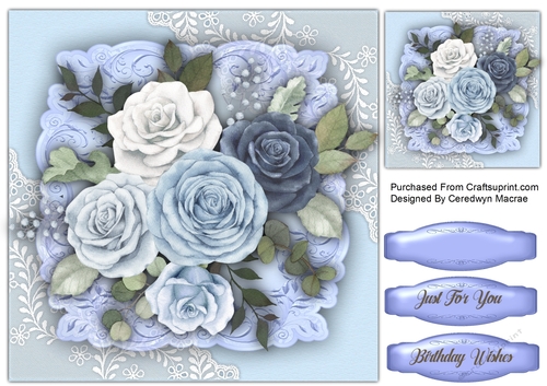 8x8 Blue ad White Roses