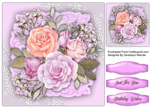8x8 Lilacs and Pink Roses