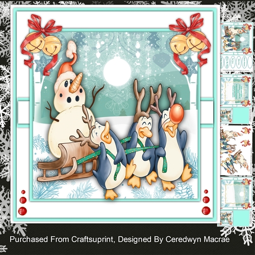 8x8 Mini Kit, Penguions Christmas Snowman