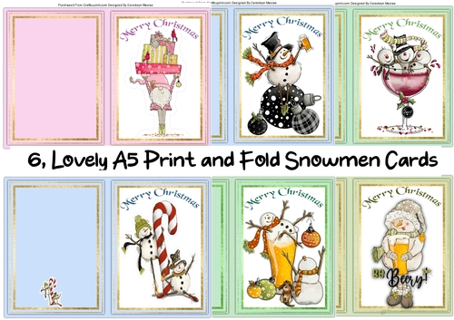 6, Lovely A5 Print and Fold Christmas Snowmen