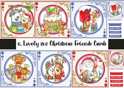 6, Lovely 7x7 Christmas Friend Cards