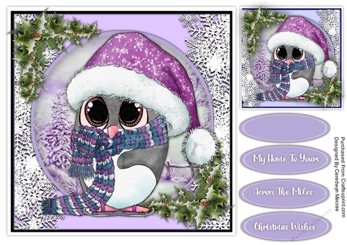 8x8 Gorgeous Penguin , Lilac