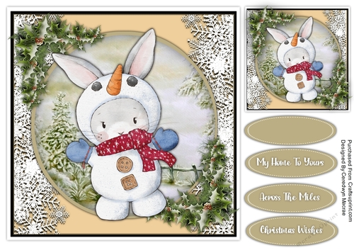8x8 Gorgeous Snowman Rabbit