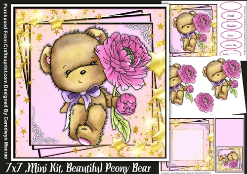 7x7 Mini Kit, Beautiful Peony Bear