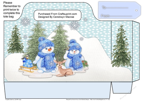 Beautiful Blue Snowman Tote Bag