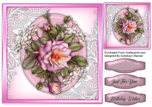 8x8 Beautiful Roses on Lace 