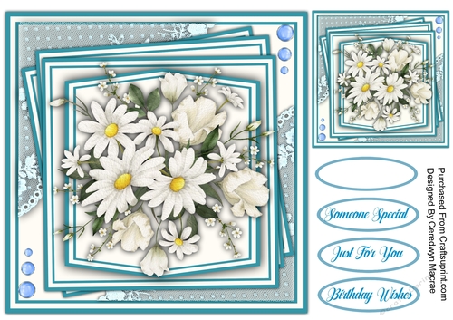 8x8 Beautiful Daisys with Corner  Lace 