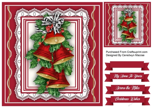8x8 Beautiful Red Christmas Bells
