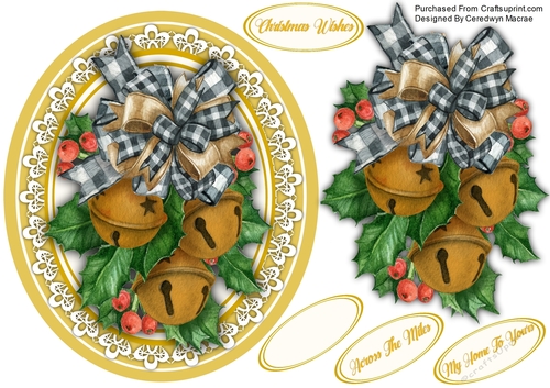 0val Christmas Gold Bells Topper