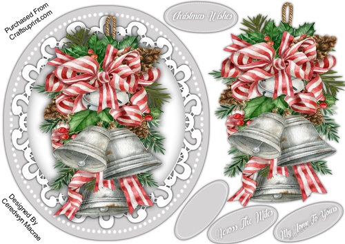 0val Christmas Silver Bells Topper