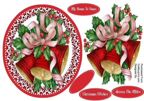 0val Christmas Red Bells Topper