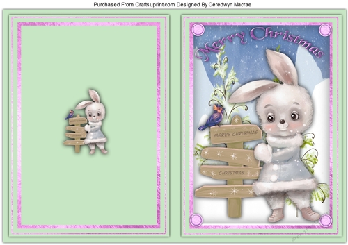 A5, Print and Fold ,Rabbits Christmas Wishes