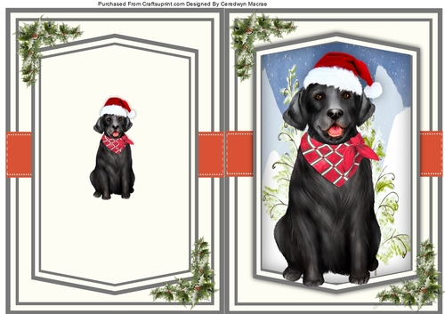 A5, Print and Fold ,Christmas Black Lab