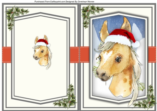 A5, Print and Fold , Christmas Donkey
