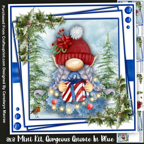 8x8 Mini Kit, Gorgeous Gnome In Blue