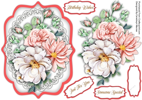 A5, Beautiful Roses on Lace 