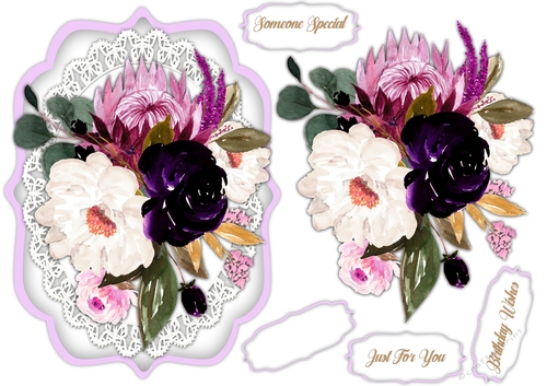 A5, Beautiful Lilac and  White Roses 